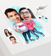 Kişiye Özel Sevgililer Karikatür 240 Parça A3 Puzzle - 5