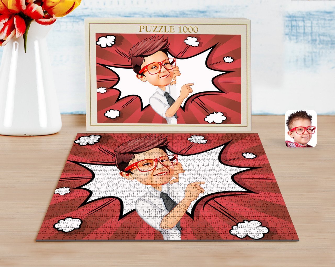 Kişiye Özel Erkek Çocuk Karikatürlü 1000 Parça Profesyonel Puzzle-3