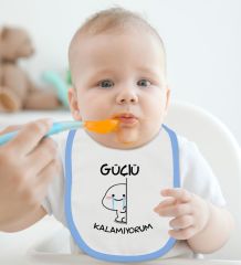 BK Kids Güçlü Kalamıyorum Tasarımlı Mavi Bebek Mama Önlüğü-1