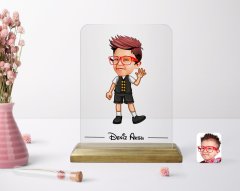 Kişiye Özel Erkek Çocuk Karikatürlü Ahşap Standlı Çerçeve-2