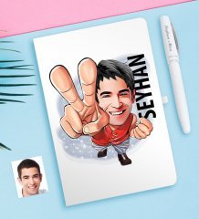 Kişiye Özel Bay Karikatürlü Beyaz Defter ve Kalem Hediye Seti-33