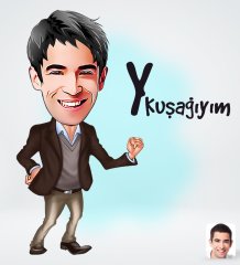 Kişiye Özel Erkek Y Kuşağıyım Tasarımlı Dijital Karikatür-1