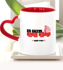 Kişiye Özel En Güzel Anne Adayı Kırmızı Kalpli Kupa Bardak - 1
