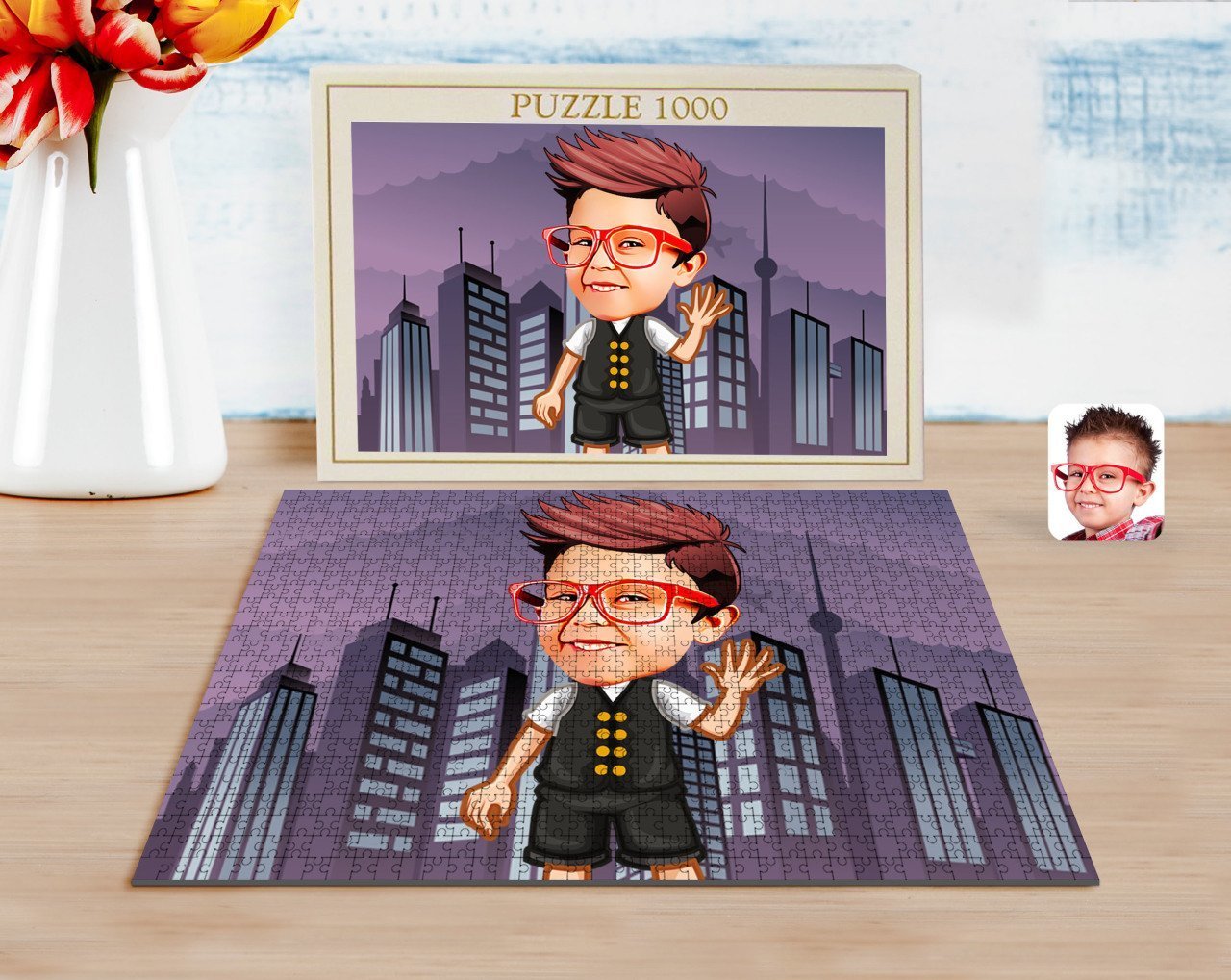 Kişiye Özel Erkek Çocuk Karikatürlü 1000 Parça Profesyonel Puzzle-2