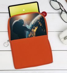BK Gift Dünya Tasarımlı Taşınabilir Koruyucu Tablet Kılıfı & Organizer Çanta - Turuncu-1