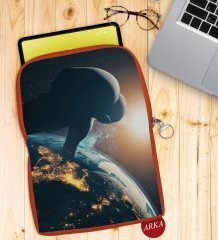 BK Gift Dünya Tasarımlı Taşınabilir Koruyucu Tablet Kılıfı & Organizer Çanta - Turuncu-1