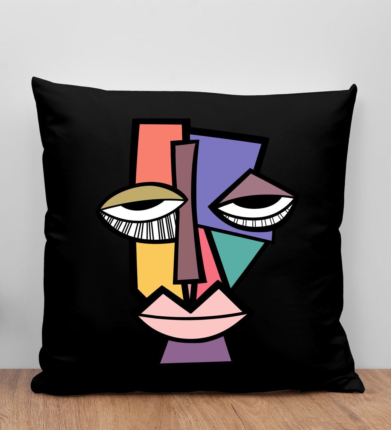 BK Gift Modern Art Tasarımlı Siyah Kırlent Yastık, Arkadaşa Hediye, Ev Dekorasyonu, Ev Hediyesi-9