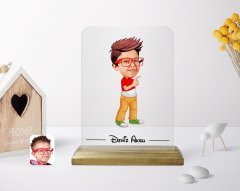 Kişiye Özel Erkek Çocuk Karikatürlü Ahşap Standlı Çerçeve-1