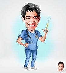 Kişiye Özel Erkek Doktor Tasarımlı Dijital Karikatür-3
