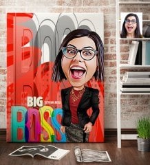 Kişiye Özel Bayan Big Boss Karikatür Kanvas Tablo (70 x 100 cm.) 1