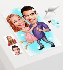 Kişiye Özel Sevgililer Karikatür 240 Parça A3 Puzzle - 3