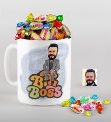 Kişiye Özel Bay Big Boss Karikatürlü Kupa ve Haribo Şeker Hediye Seti-3