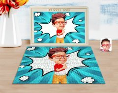Kişiye Özel Erkek Çocuk Karikatürlü 1000 Parça Profesyonel Puzzle-1