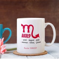 Kişiye Özel Akrep Burcu Beyaz Kupa Bardak