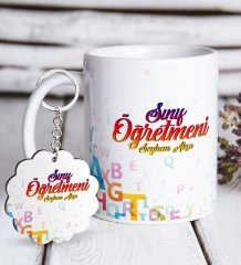 Kişiye Özel Sınıf Öğretmeni Beyaz Kupa ve Anahtarlık Hediye Seti-12