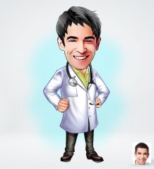 Kişiye Özel Erkek Doktor Tasarımlı Dijital Karikatür-1