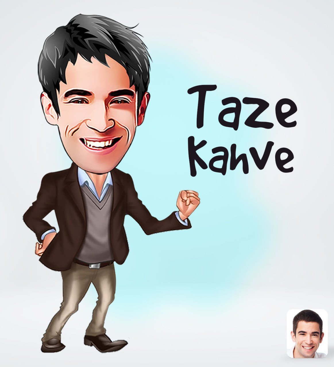 Kişiye Özel Erkek Taze Kahve Tasarımlı Dijital Karikatür-1