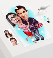 Kişiye Özel Sevgililer Karikatür 240 Parça A3 Puzzle - 2