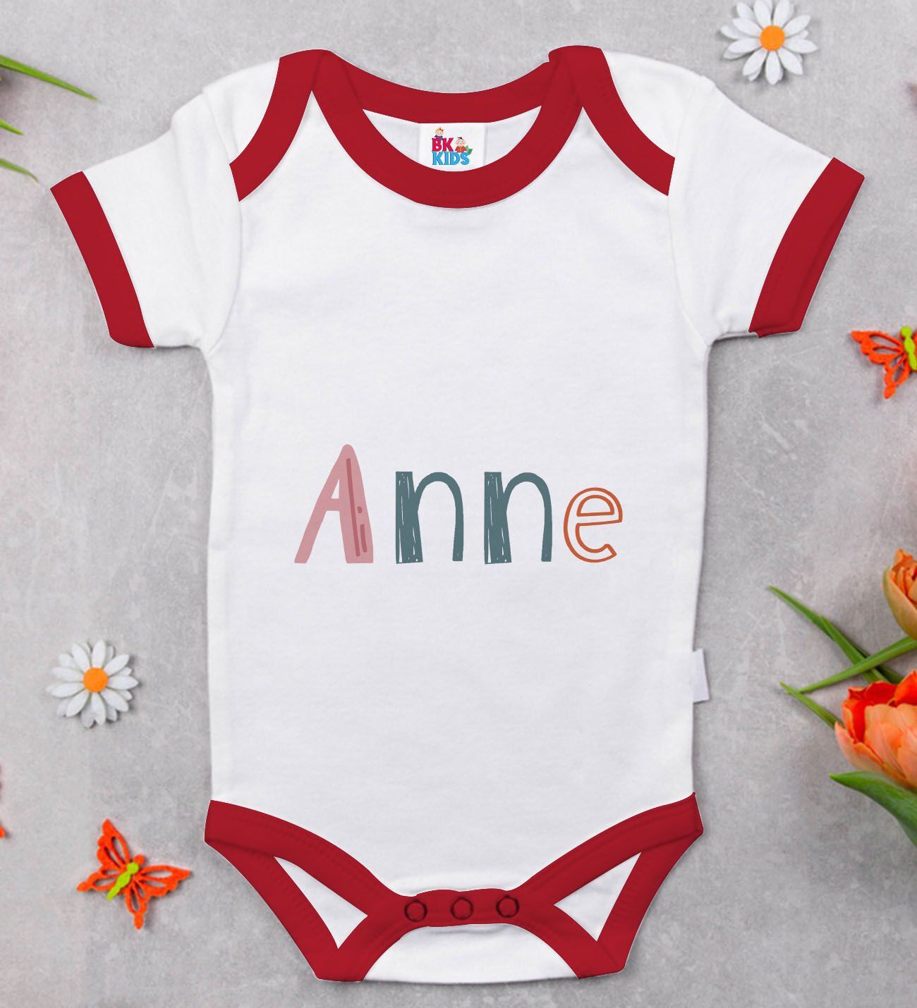 BK Kids Anne Tasarımlı Kırmızı Bebek Body Zıbın-1
