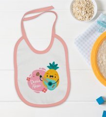 BK Kids Kişiye Özel Pembe Bebek Mama Önlüğü - Model 195