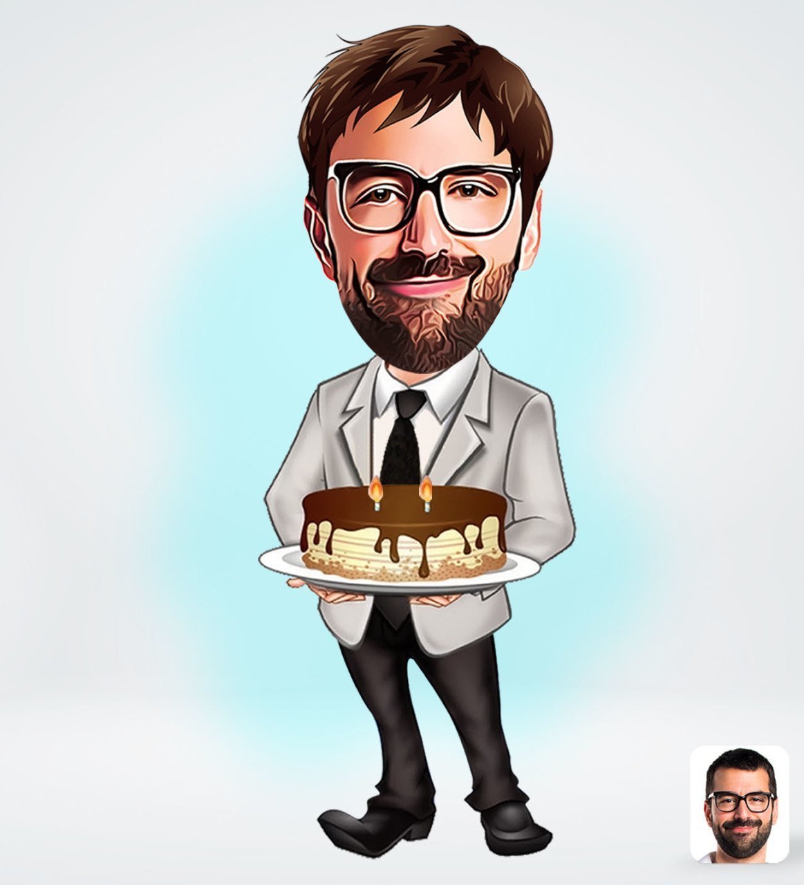 Kişiye Özel Erkek Doğum Günü Tasarımlı Dijital Karikatür-4