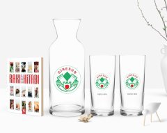 Kişiye Özel Renkli Baskılı Giresun Tasarımlı Turistik İkili Rakı Bardağı Karaf ve Cep Kitabı Hediye Seti-1