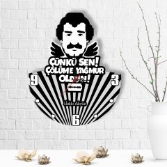 Kişiye Özel Çölüme Yağmur Oldun Tasarımlı Ahşap Duvar Saati - 2