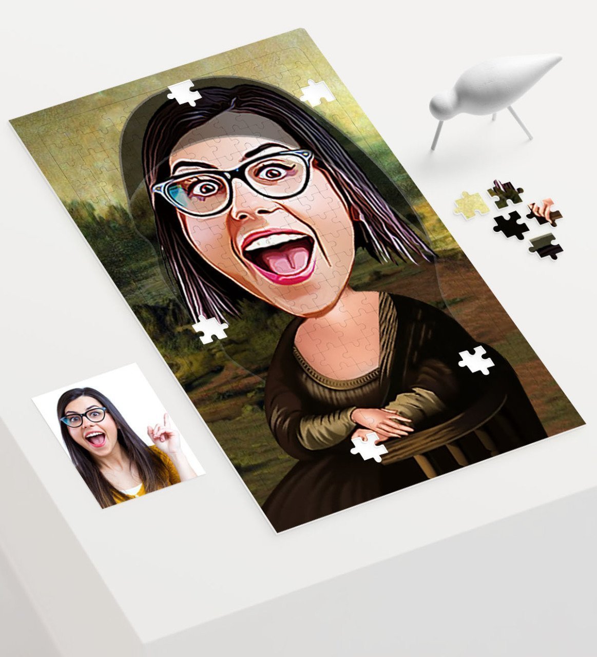 Kişiye Özel Mona Lisa Karikatür 240 Parça A3 Puzzle - 1