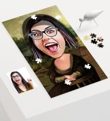 Kişiye Özel Mona Lisa Karikatür 240 Parça A3 Puzzle - 1