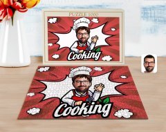 Kişiye Özel Erkek Chef Karikatürlü 1000 Parça Profesyonel Puzzle-14