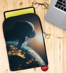 BK Gift Dünya Tasarımlı Taşınabilir Koruyucu Tablet Kılıfı & Organizer Çanta - Siyah-1