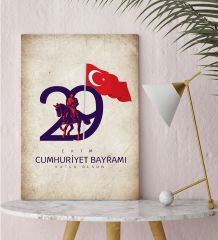 BK Gift 29 Ekim Tasarımlı Kanvas Tablo-9, 30x50cm 29 Ekim Hediyesi,Ev Dekorasyonu, 100.Yıl Hediyesi