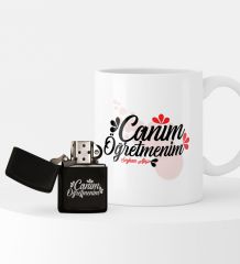 Kişiye Özel Canım Öğretmenim Temalı Çakmak ve Kupa Seti - 3
