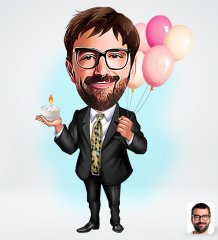 Kişiye Özel Erkek Doğum Günü Tasarımlı Dijital Karikatür-3