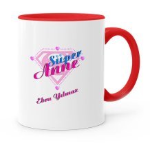 Kişiye Özel Süper Anne Kırmızı Kupa Bardak - 2