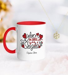 Kişiye Özel Yılın En Seksi Sevgilisi Kırmızı Kupa ve Kar Tanesi Kolye
