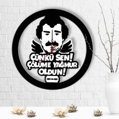 Kişiye Özel Çölüme Yağmur Oldun Tasarımlı Ahşap Duvar Saati - 1