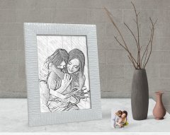 Kişiye Özel Karakalem Anne Kız Fotoğraflı Dekoratif Çerçeve-1
