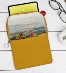BK Gift Suluboya Tasarımlı Taşınabilir Koruyucu Tablet Kılıfı & Organizer Çanta - Sarı-1