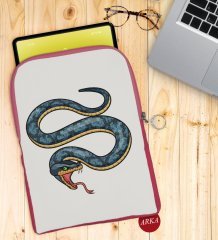BK Gift Yılan Tasarımlı Taşınabilir Koruyucu Tablet Kılıfı & Organizer Çanta - Pembe-1