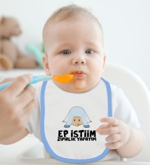 BK Kids Ep İsterim Zıpırlık Tasarımlı Mavi Bebek Mama Önlüğü-1