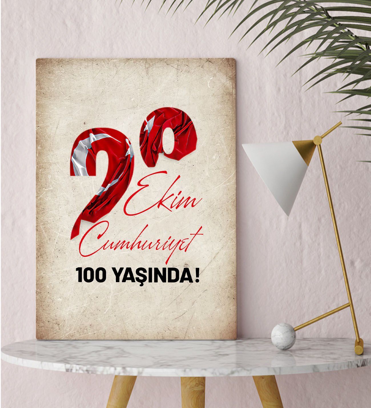 BK Gift 29 Ekim Tasarımlı Kanvas Tablo-8, 30x50cm 29 Ekim Hediyesi,Ev Dekorasyonu, 100.Yıl Hediyesi