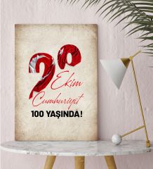 BK Gift 29 Ekim Tasarımlı Kanvas Tablo-8, 30x50cm 29 Ekim Hediyesi,Ev Dekorasyonu, 100.Yıl Hediyesi