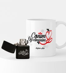 Kişiye Özel Canım Öğretmenim Temalı Çakmak ve Kupa Seti - 1