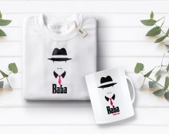 Kişiye Özel Baba Godfather Tasarımlı Beyaz Tişört ve Kupa Seti-4