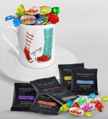 Kişiye Özel Sevgililer Günü Türk Kahvesi Fincanı Selamlique Karışık Türk Kahvesi ve Haribo Şeker Hediye Seti-88