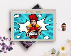 Kişiye Özel Erkek Chef Karikatürlü 1000 Parça Profesyonel Puzzle-11