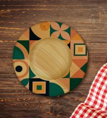 Kişiye Özel Modern Art Tasarımlı Doğal Ahşap Tabaklı Heybeli Çay Bardağı Model 14