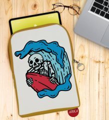 BK Gift Sörfçü İskelet Tasarımlı Taşınabilir Koruyucu Tablet Kılıfı & Organizer Çanta - Sarı-1