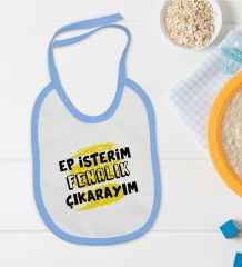 BK Kids Ep İsterim Tasarımlı Mavi Bebek Mama Önlüğü-6